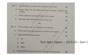 Past Years Papers – 2023-24 – Sem 1
 