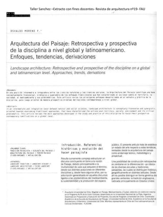 Taller Sanchez –Extracto con fines docentes- Revista de arquitectura nº19- FAU 
