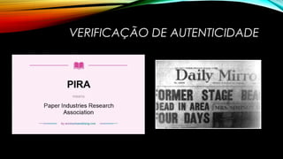 VERIFICAÇÃO DE AUTENTICIDADE
 