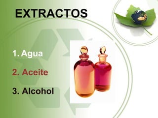 EXTRACTOS


1. Agua

2. Aceite

3. Alcohol
 