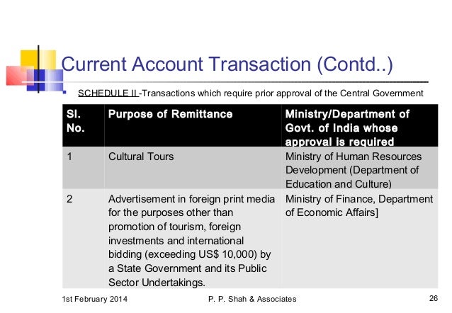 Fema provision for forex outward remittance
