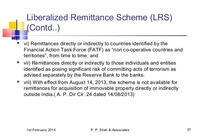 Fema provision for forex outward remittance