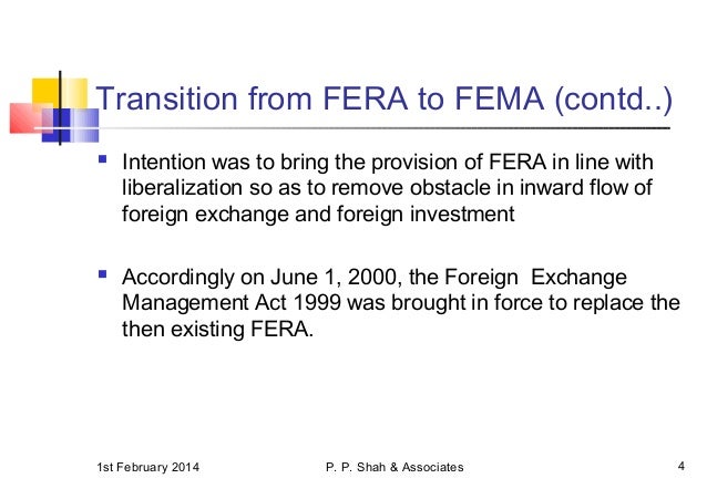 Fema provision for forex outward remittance