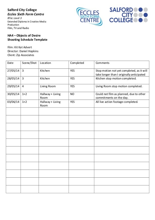 tv production schedule template