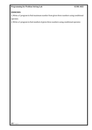 PPS_Lab_Manual_2023-24[1] of Programming for problem solving | PDF