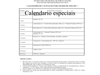 Calendario especiais 