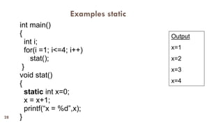 C Programming Storage classes, Recursion | PDF