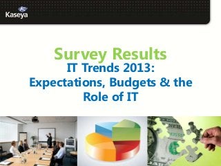 Survey Results
      IT Trends 2013:
Expectations, Budgets & the
         Role of IT
 