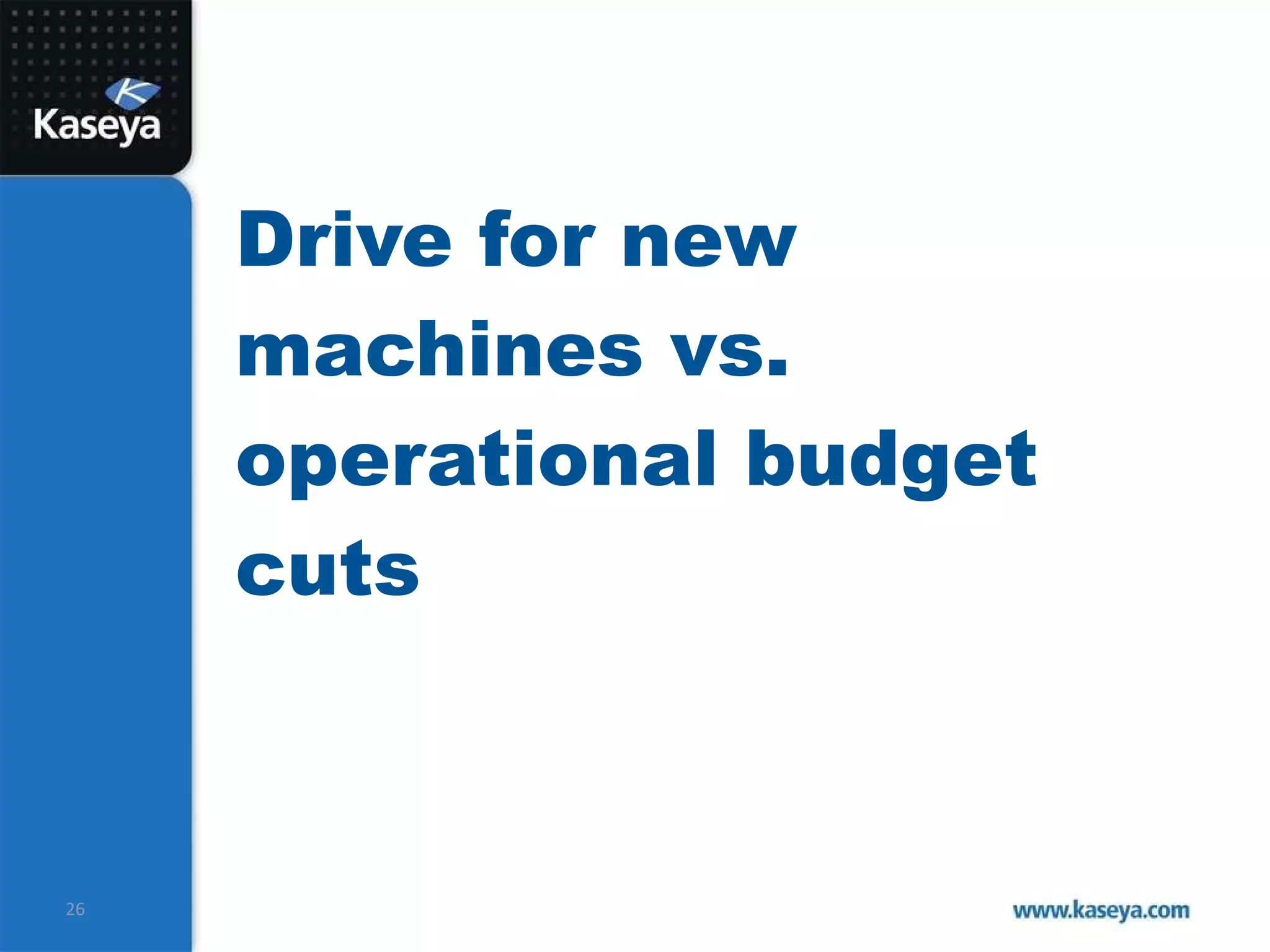 Drive for new machines vs. operational budget cuts 