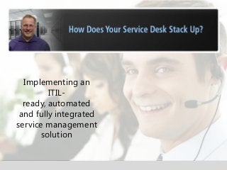 Implementing an
ITIL-
ready, automated
and fully integrated
service management
solution
 