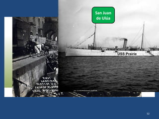 52
"For extraordinary heroism in battle,
engagement of Vera Cruz, 22 April 1914, in
command of the Second Seaman
Regiment. Marching his regiment across
the open space in front of the Naval
Academy and other buildings, Captain
Anderson unexpectedly met a heavy fire
from riflemen, machine guns and 1-
pounders, which caused part of his
command to break and fall back, many
casualties occurring amongst them at the
time. His indifference to the heavy fire, to
which he himself was exposed at the head
of his regiment, showed him to be fearless
and courageous in battle."
http://www.arlingtoncemetery.net/eaanders.htm
Edwin Alexander Anderson
Dar clic para traducir
 