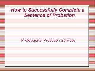 How to Successfully Complete a Sentence of Probation ,[object Object]