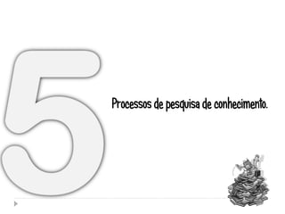 Processos de pesquisa de conhecimento.
 