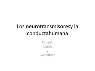 Los neurotransmisoresy la conductahumana Equipo: Lizeth y Guadalupe 