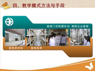 医院药剂科  医院药库 医院门诊药房实训   制药企业参观   四、教学模式方法与手段 