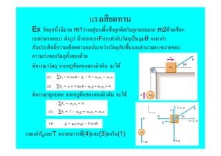 Ex                  m1                    F            ก ก ก     m2 F   ก
     F       ก          F        ก            Fก       ก     θ     F
                                      F            F    ก
         F                  F
                 กก F                                   F


             ก     กก F                                      F




 F fk        T   ก ก            (4)           (3)      (1)
 