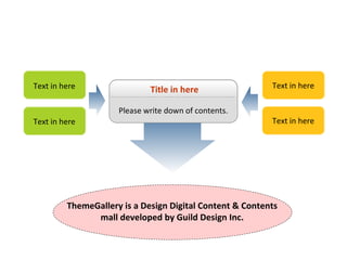 Title in here Please write down of contents. Text in here Text in here Text in here Text in here ThemeGallery is a Design Digital Content & Contents mall developed by Guild Design Inc. 