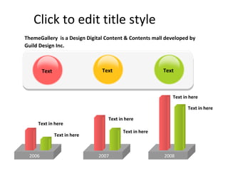 Click to edit title style 2006 Text Text Text 2007 2008 Text in here Text in here Text in here Text in here Text in here Text in here ThemeGallery  is a Design Digital Content & Contents mall developed by Guild Design Inc. 