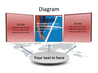 Diagram Your text in here 01.Title Add your text in here Add your text in here Add your text in here 02.Title Add your text in here Add your text in here Add your text in here ThemeGallery  is a Design Digital Content & Contents mall developed by Guild Design Inc. 
