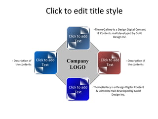 Click to edit title style ThemeGallery is a Design Digital Content & Contents mall developed by Guild Design Inc. ThemeGallery is a Design Digital Content & Contents mall developed by Guild Design Inc. - Description of the contents - Description of the contents Company LOGO Click to add Text Click to add Text Click to add Text Click to add Text 