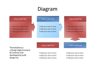 Diagram Click to add Title Click to add Title Click to add Title Click to add Title Click to add Title ThemeGallery is  a Design Digital Content & Contents mall developed by Guild Design Inc. Add your text in here Add your text in here Add your text in here Add your text in here Add your text in here Add your text in here Add your text in here Add your text in here Add your text in here Add your text in here Add your text in here Add your text in here Add your text in here Add your text in here Add your text in here 
