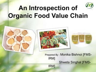 An Introspection of Organic Food ValueChain Prepared By : Monika Bishnoi [FMS-IRM] ShwetaSinghal [FMS-IRM] 