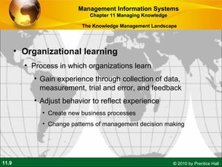 <ul><li>Organizational learning  </li></ul><ul><ul><li>Process in which organizations learn </li></ul></ul><ul><ul><ul><li...