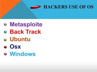They create security awareness by sharing knowledge. It’s a team work.Hats Off?White Hat Hackers – They use their knowledge and skill set for good, constructive intents. They find out new security loopholes and their solutions. 