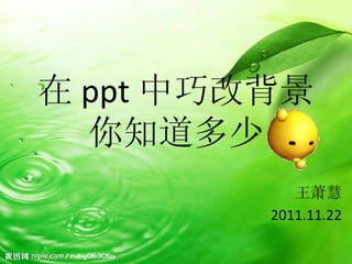 在 ppt 中巧改背景 你知道多少 王萧慧 2011.11.22 