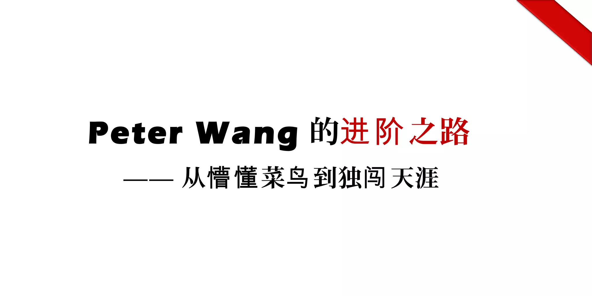 Peter Wang 的 之路进阶
—— 从 菜 到独 天涯懵懂 鸟 闯
 