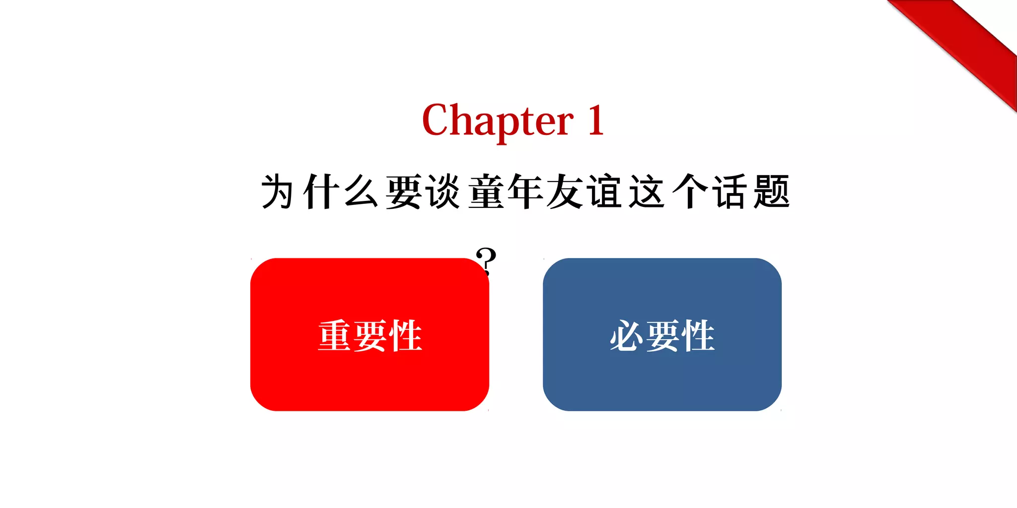 Chapter 1
什 要 童年友 个为 么 谈 谊这 话题
？
重要性 必要性
 