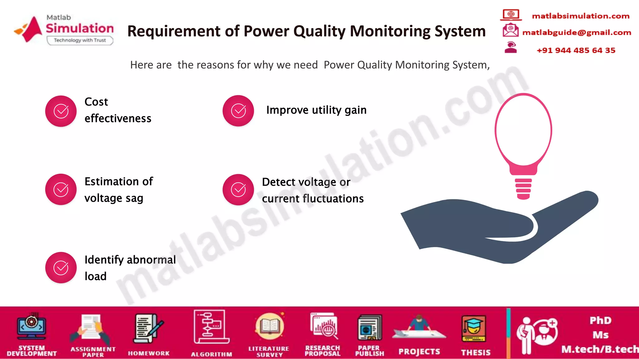 Requirement of Power Quality Monitoring System
Cost
effectiveness
Improve utility gain
Estimation of
voltage sag
Detect voltage or
current fluctuations
Identify abnormal
load
Here are the reasons for why we need Power Quality Monitoring System,