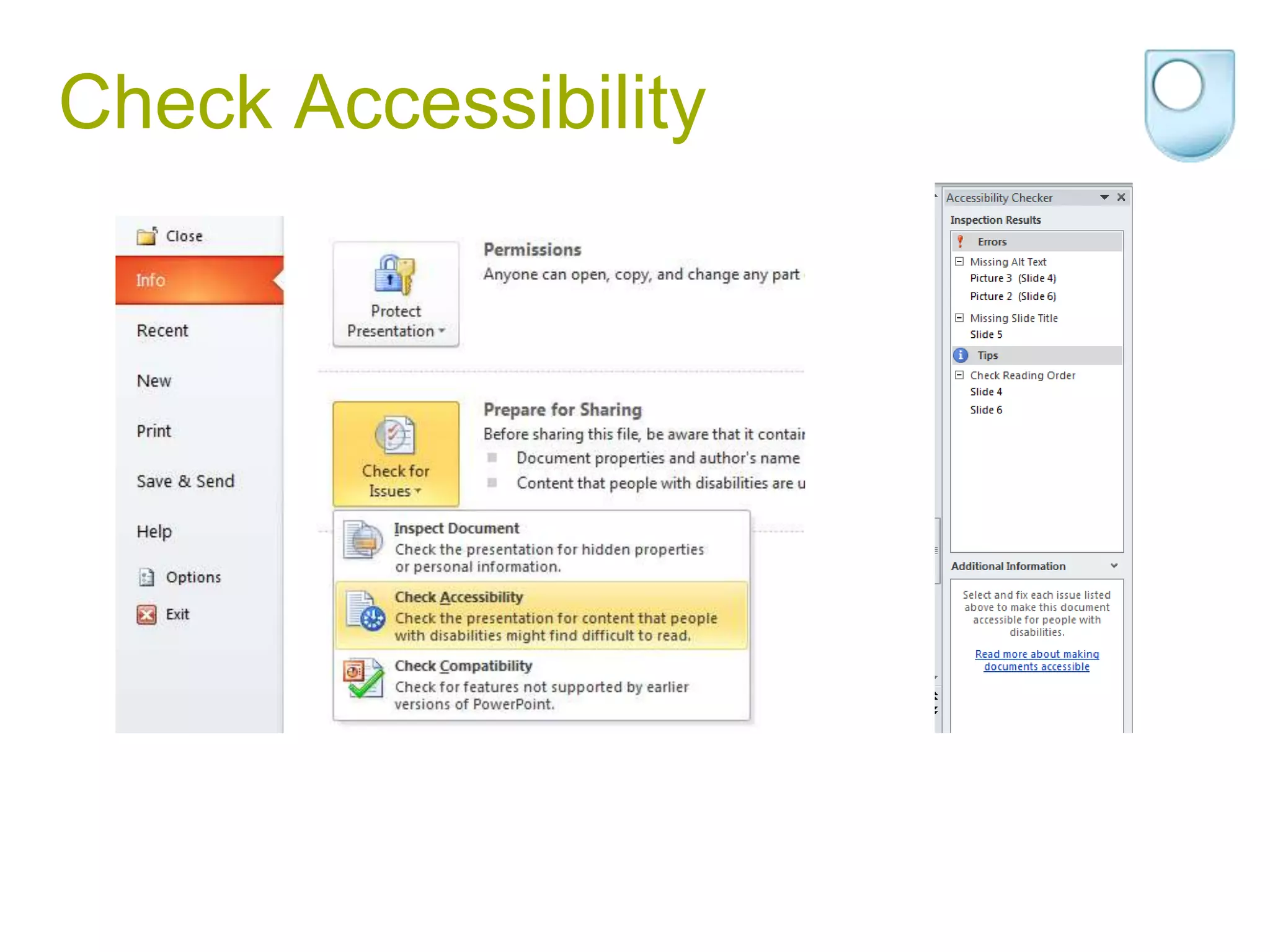 Check Accessibility
 