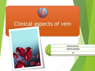Clinical aspects of vein


                      Presented by:
                     ANKITA MISHRA
                           16
 