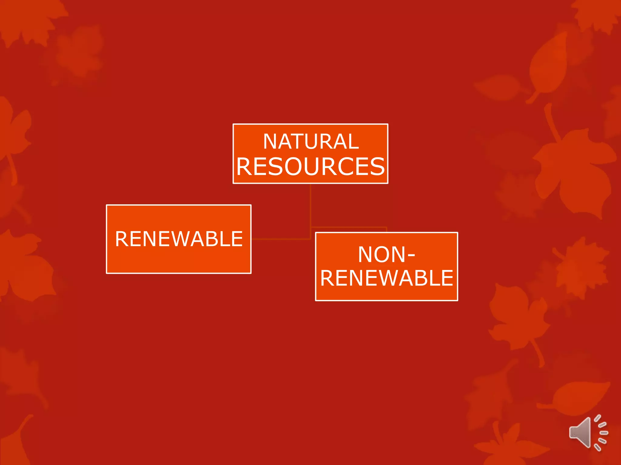 NATURAL
        RESOURCES

RENEWABLE
                   NON-
                RENEWABLE
 