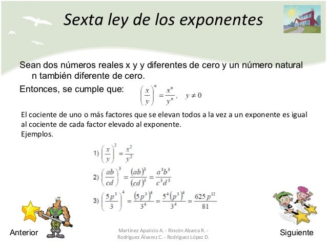 Sexta Ley De Los Exponentes Ejemplos