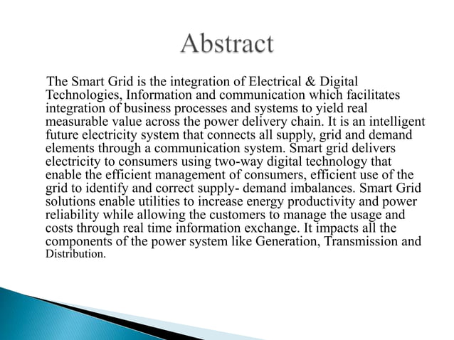 Ppt On Smart Grid