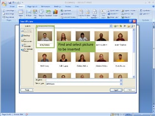 Find and select picture to be inserted 