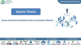 networksimulationtools.com
CloudSim
Fogsim
PhD Guidance
MS Guidance
Assignment Help Homework Help
www.networksimulationtools.com/swans-thesis/
Swans Thesis
 