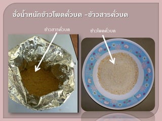 ชังน้าหนักข้าวโพดคัวบด -ข้าวสารคัวบด
  ่                ่             ่
         ข้าวสารคัวบด
                  ่     ข้าวโพดคัวบด
                                 ่
 
