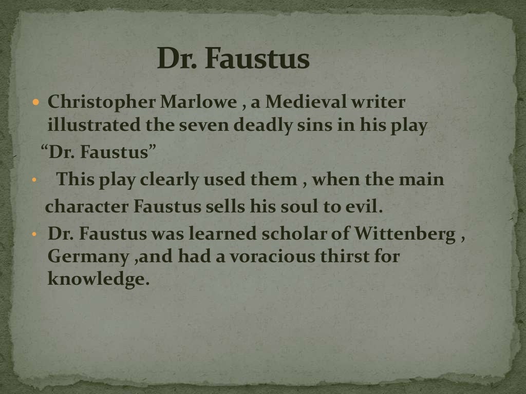 seven deadly sins in dr faustus