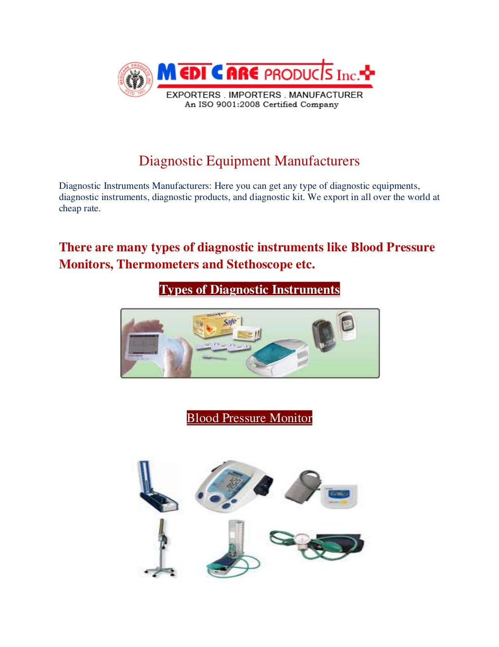 Diagnostic Equipment Manufacturers