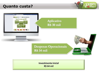 Quanto custa?
Aplicativo
R$ 30 mil
Despesas Operacionais
R$ 34 mil
Investimento Inicial
R$ 64 mil
 