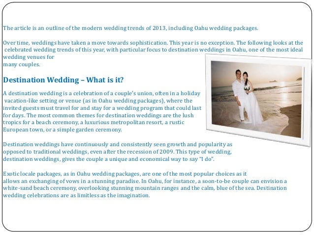 Modern Trends In Weddings Oahu Wedding Packages