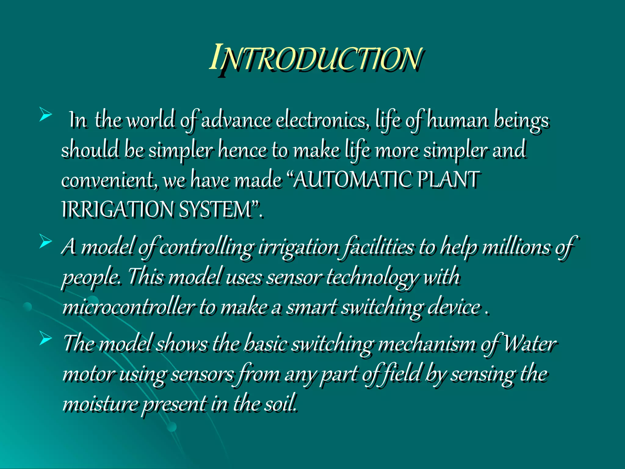 Ppt for automatic plant irrigation system | PPT | Agriculture | Industries