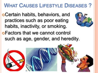 PROMINENT RISK FACTORS
Disease

Risk factors

Heart disease

Smoking, high BP, elevated
Cholesterol, diabetes, Obesity,
ph...