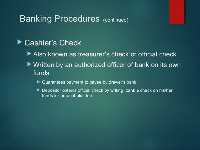 procedure draft bank Procedures Accounting Banking and