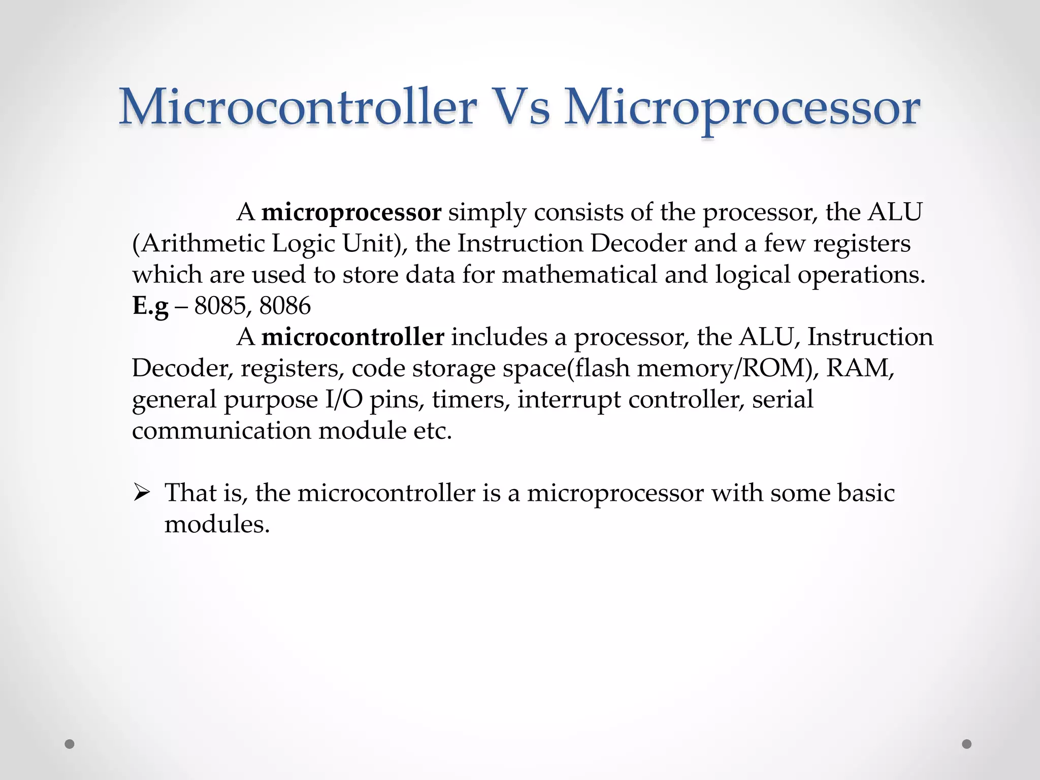 microcontroller vs microprocessor | PPTX