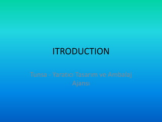 ITRODUCTION 
Tunsa - Yaratıcı Tasarım ve Ambalaj 
Ajansı 
 