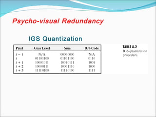 Psycho-visual Redundancy
IGS Quantization
 